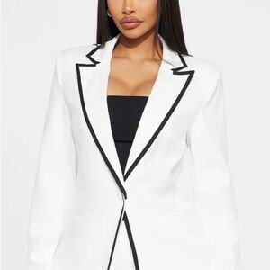 Fashion Nova White Blazer with Black Accents